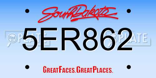5ER862 South Dakota License Plate