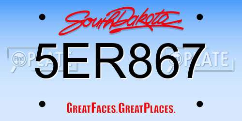 5ER867 South Dakota License Plate