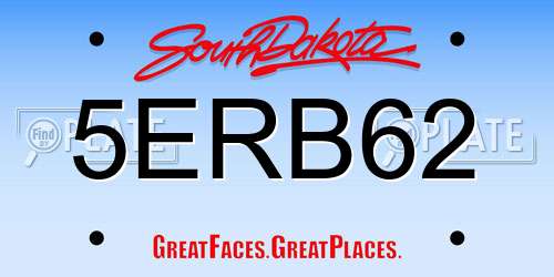 5ERB62 South Dakota License Plate