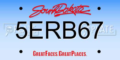 5ERB67 South Dakota License Plate