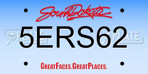 5ERS62 South Dakota License Plate