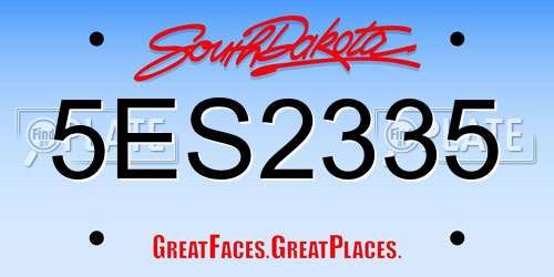 5ES2335 South Dakota License Plate