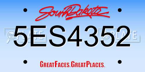5ES4352 South Dakota License Plate
