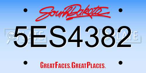 5ES4382 South Dakota License Plate
