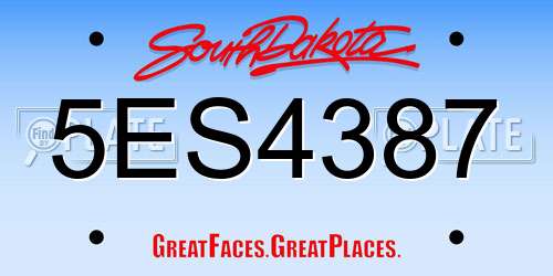 5ES4387 South Dakota License Plate
