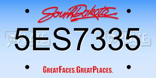 5ES7335 South Dakota License Plate