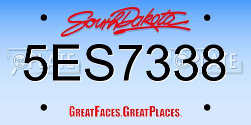 5ES7338 South Dakota License Plate