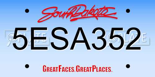 5ESA352 South Dakota License Plate