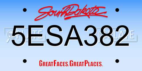 5ESA382 South Dakota License Plate