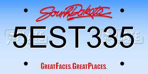 5EST335 South Dakota License Plate