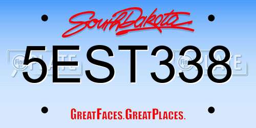 5EST338 South Dakota License Plate