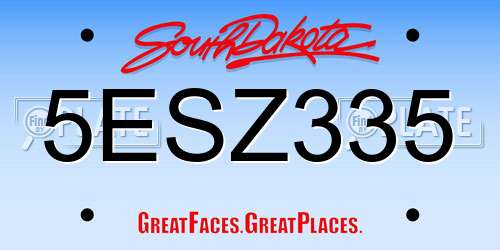 5ESZ335 South Dakota License Plate