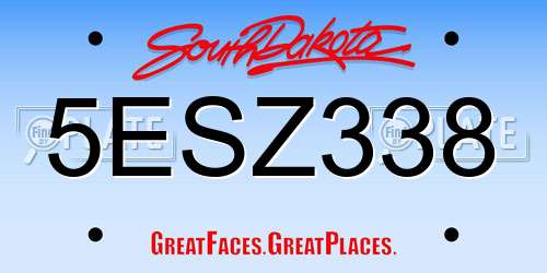 5ESZ338 South Dakota License Plate