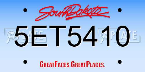5ET5410 South Dakota License Plate