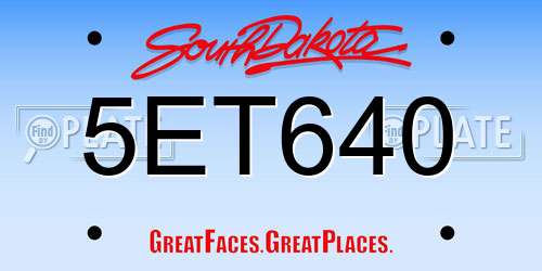 5ET640 South Dakota License Plate
