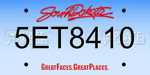 5ET8410 South Dakota License Plate