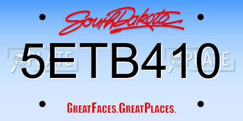 5ETB410 South Dakota License Plate