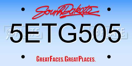 5ETG505 South Dakota License Plate