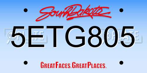 5ETG805 South Dakota License Plate