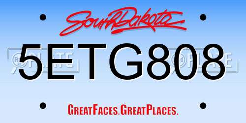 5ETG808 South Dakota License Plate
