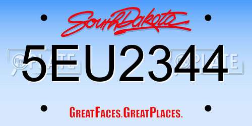 5EU2344 South Dakota License Plate