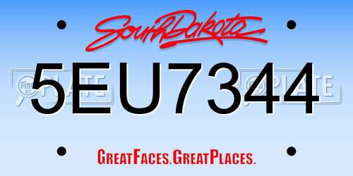5EU7344 South Dakota License Plate