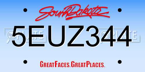 5EUZ344 South Dakota License Plate