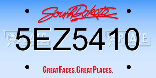 5EZ5410 South Dakota License Plate
