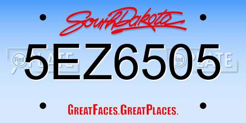 5EZ6505 South Dakota License Plate