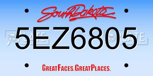 5EZ6805 South Dakota License Plate