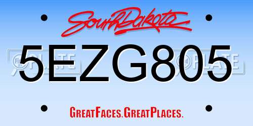 5EZG805 South Dakota License Plate