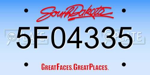 5F04335 South Dakota License Plate