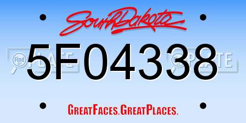 5F04338 South Dakota License Plate