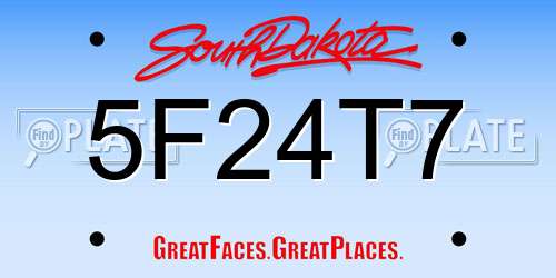 5F24T7 South Dakota License Plate