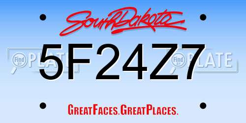 5F24Z7 South Dakota License Plate