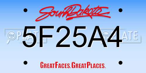5F25A4 South Dakota License Plate