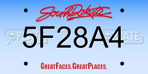 5F28A4 South Dakota License Plate