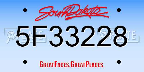 5F33228 South Dakota License Plate