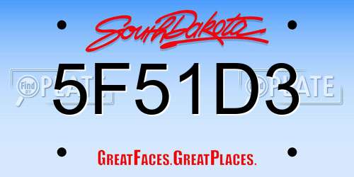 5F51D3 South Dakota License Plate