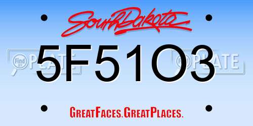 5F51O3 South Dakota License Plate