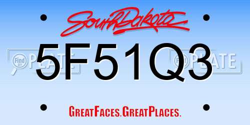 5F51Q3 South Dakota License Plate
