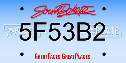 5F53B2 South Dakota License Plate