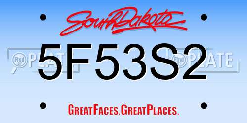 5F53S2 South Dakota License Plate