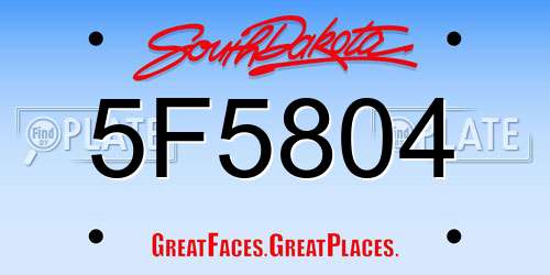 5F5804 South Dakota License Plate