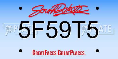 5F59T5 South Dakota License Plate