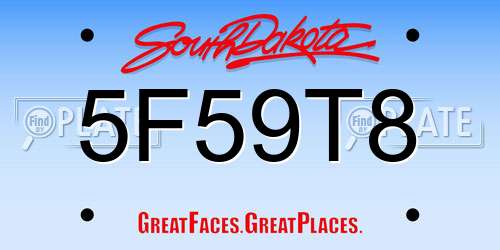 5F59T8 South Dakota License Plate