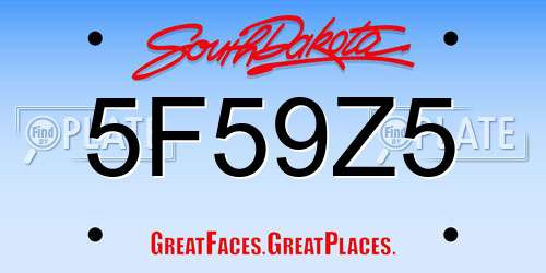 5F59Z5 South Dakota License Plate
