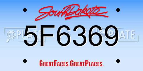 5F6369 South Dakota License Plate