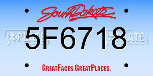 5F6718 South Dakota License Plate
