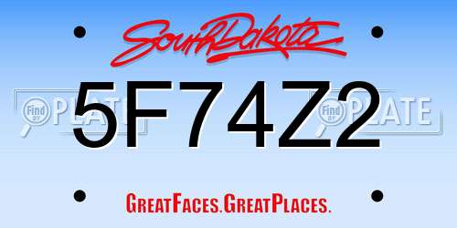 5F74Z2 South Dakota License Plate